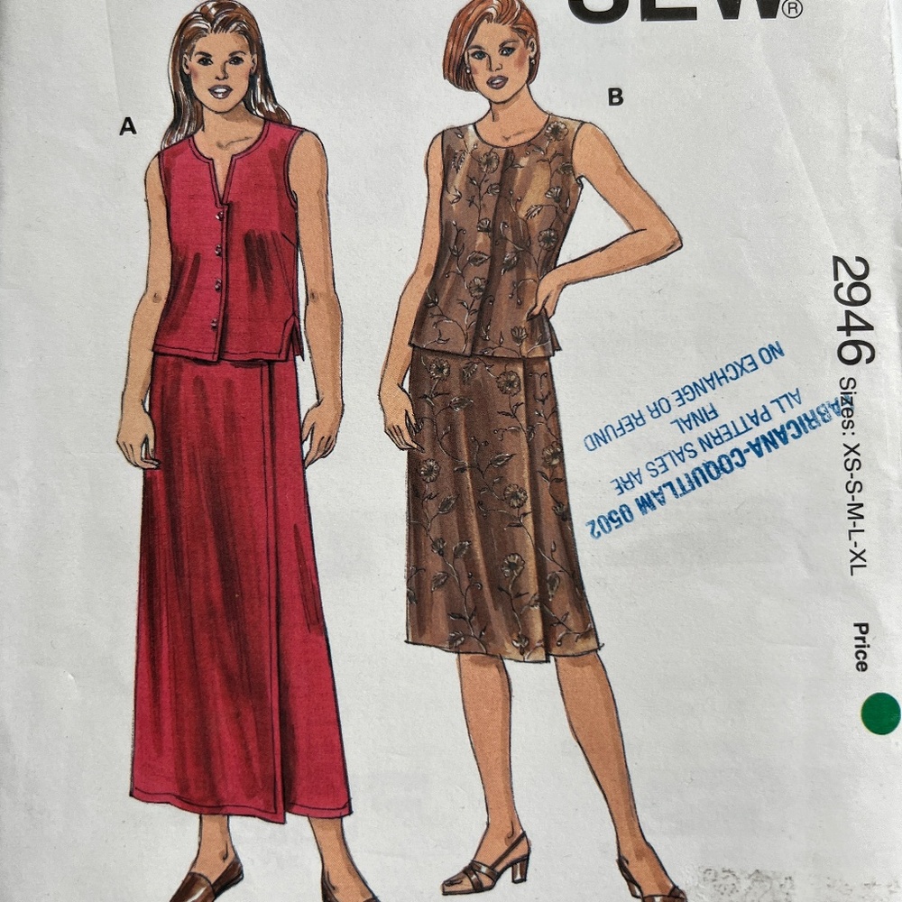 Kwik Sew Pattern Wrap Style Skirt 2 Length & Top 2 Styles 2946 Uncut Sealed 2000